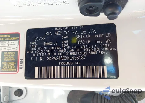 2022 Kia Rio S из США, поврежденный, VIN 3KPA24ADXNE456187